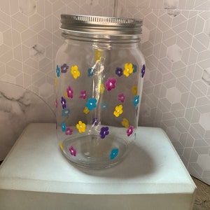 Floral Painted Memory Jar