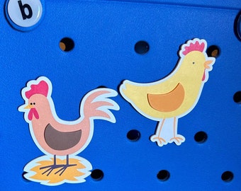 Rooster and Chicken 2 piece set Bogg bag button charms
