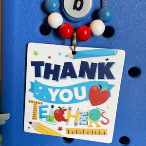 Thank you teachers Bogg Bag Charm Keychain with beads