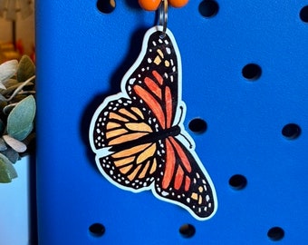 Monarch butterfly Bogg Bag Charm Keychain with beads