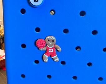 Volleyball Gingerbread Bogg Bag Tote Button Charm