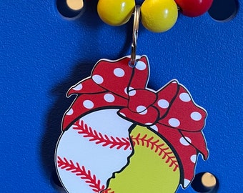 Baseball and softball handkerchief bogg bag Charm Keychain with beads