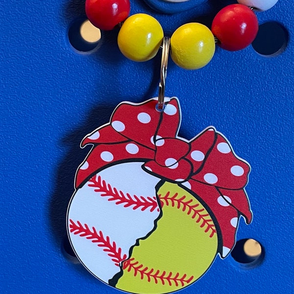 Baseball and softball handkerchief bogg bag Charm Keychain with beads