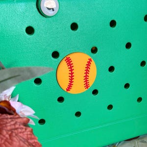 Softball Bogg Bag Tote Button Charm