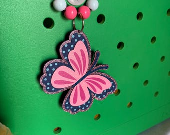Butterfly bogg Bag Charm Keychain