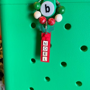 Christmas Noel Bogg Bag Charm Keychain with beads