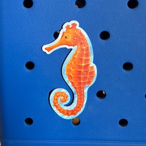 Orange seahorse bogg bag button charm