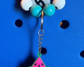 Watermelon with sunglasses Bogg Bag Charm keychain with beads