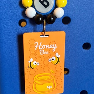 Honey bee bogg bag charm keychain with beads