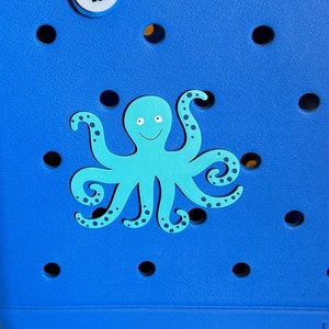 Blue Octopus Painted Wood Bogg bag button charm