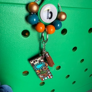 Howdy bogg bag Charm Keychain with tassel and beads