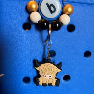 Highland Cow charm keychain with beads
