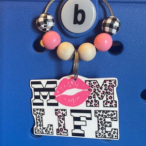 Mom life Bogg Bag Tote Charm Keychain with beads