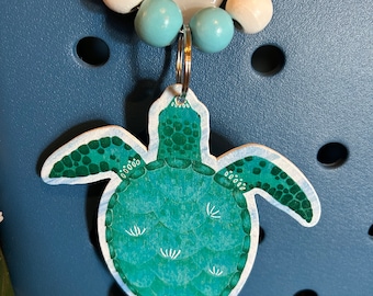 Sea turtle Bogg Bag Charm Keychain with beads