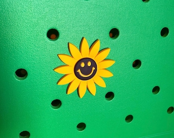 Sunflower with smiling face Bogg Bag Button Charm