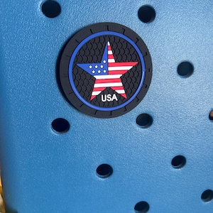 American Flag star on black Bogg bag button charm