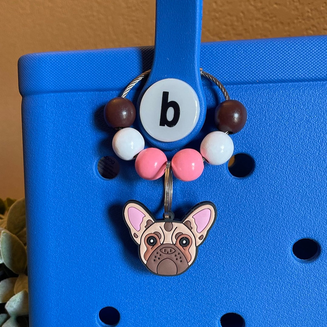 French Bulldog Bogg Bag Tote Charm Keychain With Beads 