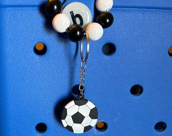 Soccer Bogg Bag Charm with Beads