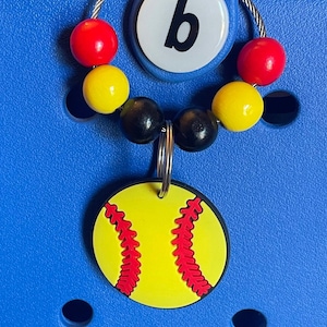 Softball Bogg Bag Tote Charm Keychain with beads