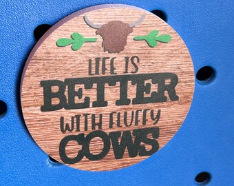 La vida es mejor con el colgante para botones de vacas esponjosas