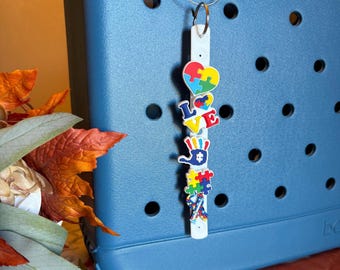 Autism awareness themed Bogg Bag Charm Keychain
