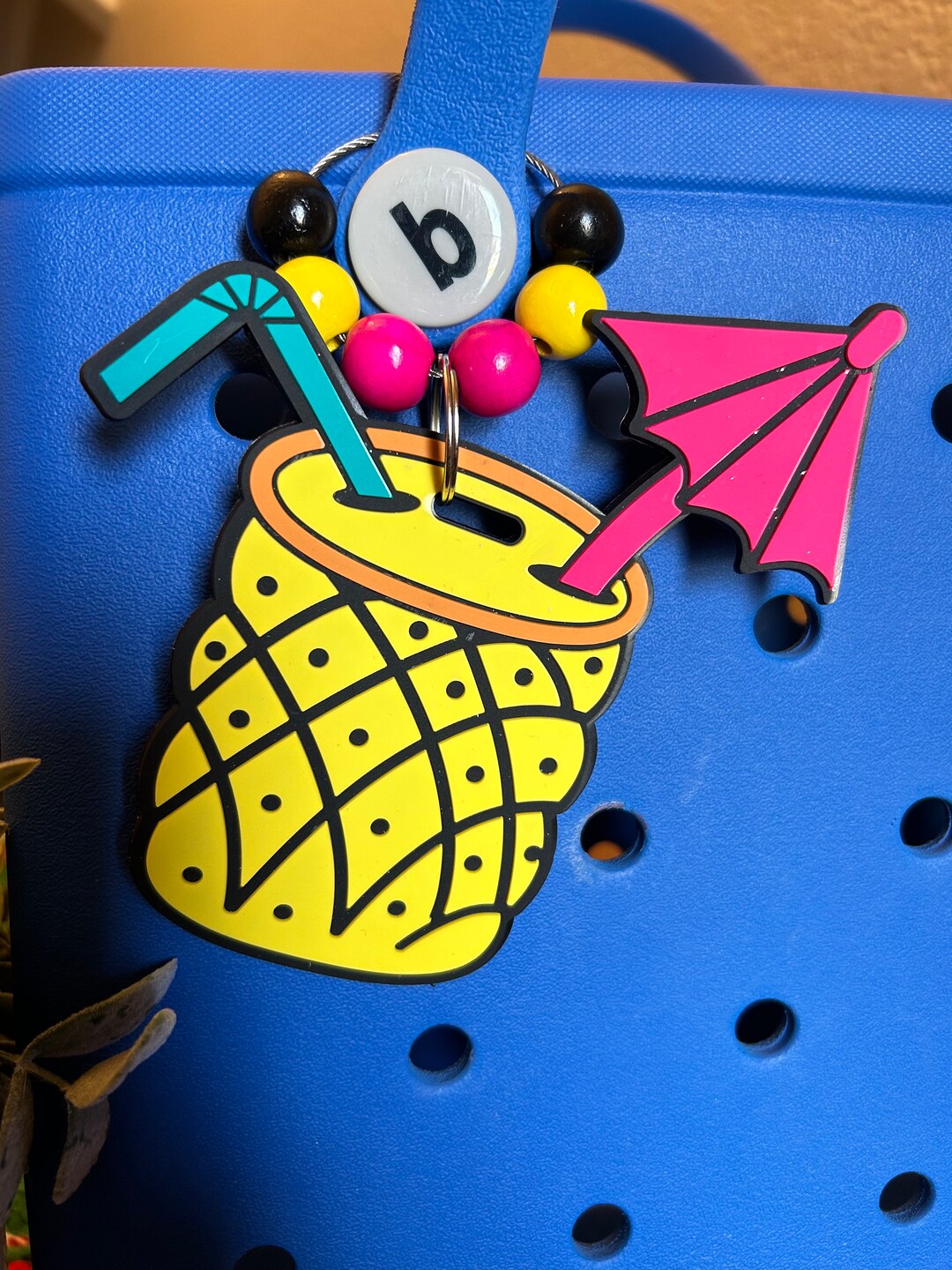 Pineapple Tropical Drink Bogg Bag Hanging Charm With Beads Etsy