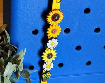 Sunflower and Daisy themed Bogg Bag keychain charms