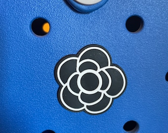 Black and white flower Bogg Bag Tote Button Charm