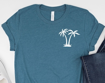 Palm Tree TShirt, Pocket Palm Shirt, Beach Vacation Shirt, Tropical Shirts, Beach Shirts, Vacation Shirt, Nature Shirt, Summer Shirt