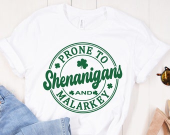 St. Patrick's Funny Natural Shirt, Toddler Shirt, Prone to Shenanigans and Malarkey T shirt, Baby Onesie®, Irish St Paddys Day Shirt