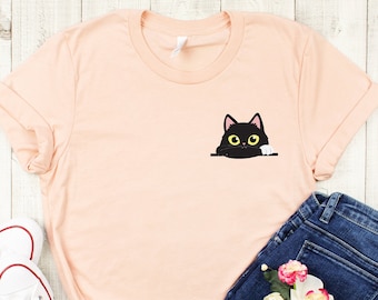 Black Cat Shirt, Black Cat Gifts, Cat Mom, Cat Shirt, Cat Lovers Shirt, Cat Silhouette Shirt, Kids Cat  Shirt, Gift For Cat Lover, Cute Cat