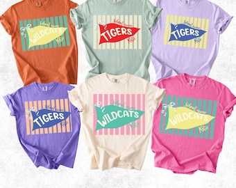 Custom School Mascot Shirt, School Spirit Shirt, Football Season Tee,Preppy Game Day Shirt, Team Pride Tee, Back To School Tee,Stripe Shirt