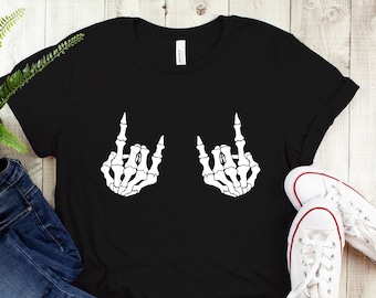 Halloween Shirt, Skeleton Rock Shirt, Halloween Skeleton T-Shirt, Skeleton Hand Halloween, Halloween Gift, Funny Halloween Shirt, Horror Tee