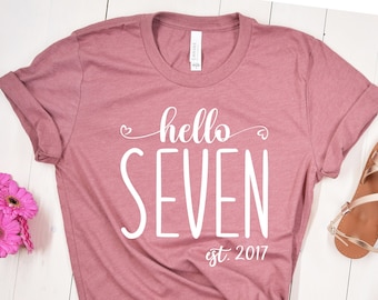 Hello Seven Est 2018 Shirt, Seventh Birthday Shirt, 7th birthday shirt, Gift Seven Birthday Shirt, Birthday Gift, Hello Seven Shirt