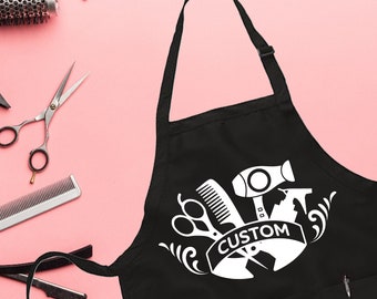 Custom Hair Stylist Apron for Women, Haircut Apron with Pocket, Adjustable Hairdresser Apron, Personalized Logo Apron, Work Apron for Salon