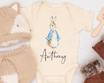 Personalized Easter Baby Boy Onesie®,Peter Rabbit Boy Bodysuit,Cute Easter Bunny Baby Gift,Cute Easter Bunny Bodysuit,Custom Peter Onesie®