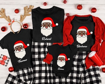 Santa Claus Family Shirt, African American Santa Claus Shirt, Christmas Gifts, Matching Family Shirt, Brown santa face Tshirt, Holiday Gifts