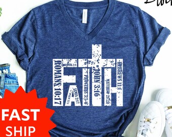 Christian Shirt, Bible Verse T-Shirt, Religious Outfit, Retro Faith T Shirt, Christian Cross Graphic Tees, Genderneutral Adult Tshirts