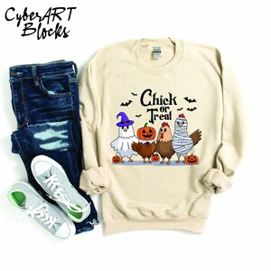 Halloween Chick or Treat Sweatshirt, Halloween Chicken Sweatshirt, Halloween Funny Chicken Shirt, Ghost Chicken Shirt, Chicken Lovers Shirt