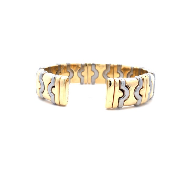 Estate Two Tone Tracer Link Cuff Bracelet in 18kt… - image 3