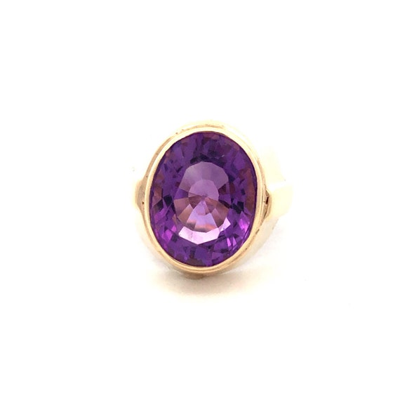 Estate 4ct Amethyst Bezel Ring in 18kt - image 1