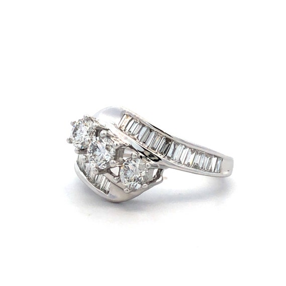 Estate Diamond Bypass Cluster Ring in 14kt White … - image 2