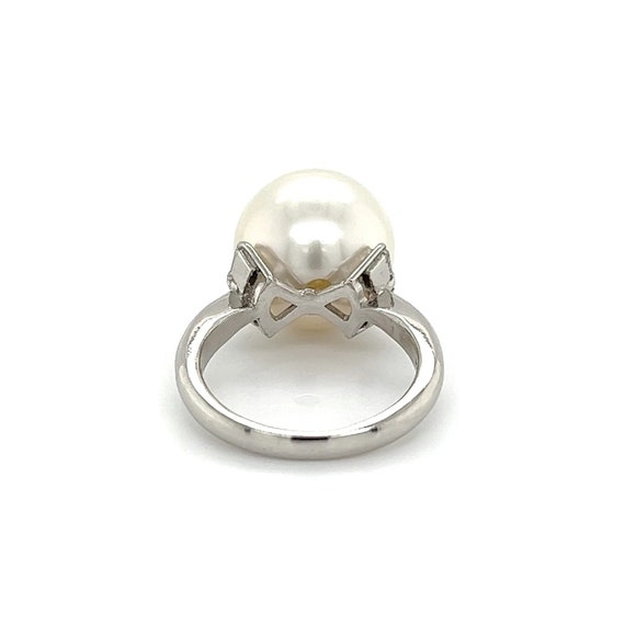 Vintage South Sea Pearl and Diamond Ring in Plati… - image 4