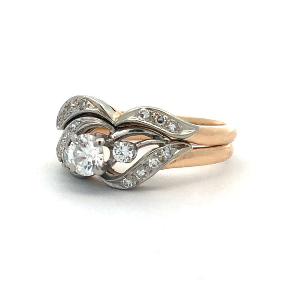 Estate c1960's Diamond Wedding Ring Set in 14kt Gold