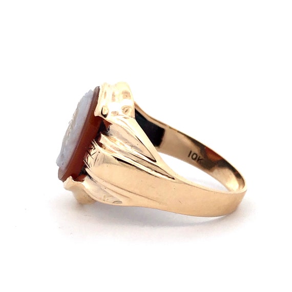 Estate 1960s Agate Cameo Ring - image 2