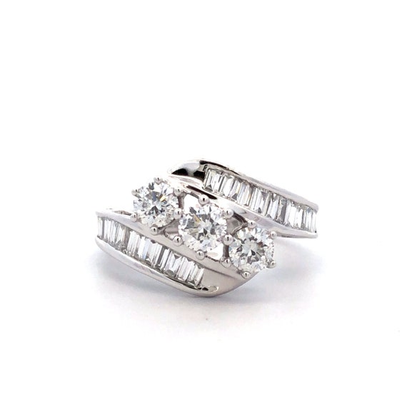 Estate Diamond Bypass Cluster Ring in 14kt White … - image 1