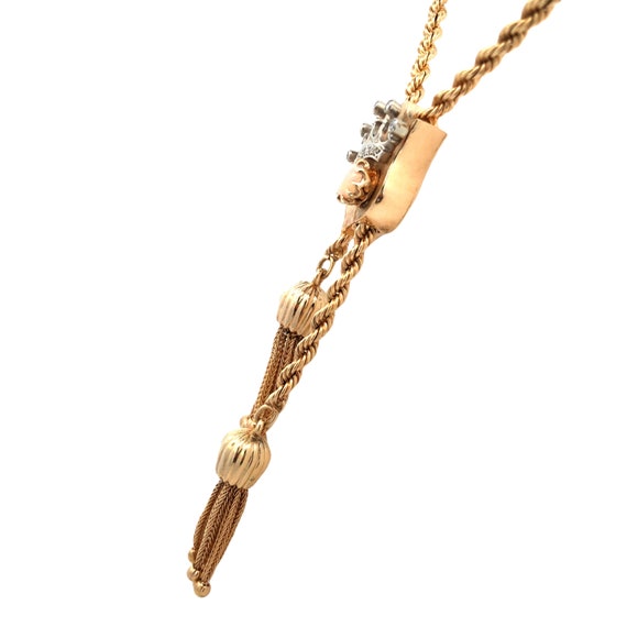 Victorian Revival Slide Tassel Necklace in 14kt G… - image 3