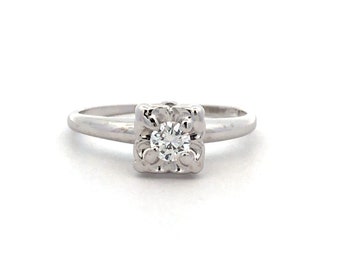 Estate 1940's Diamond Solitaire Ring in 14kt