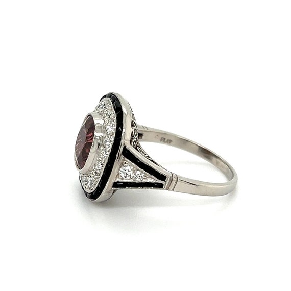 Art Deco No Heat Spinel with Diamonds and Onyx in… - image 3