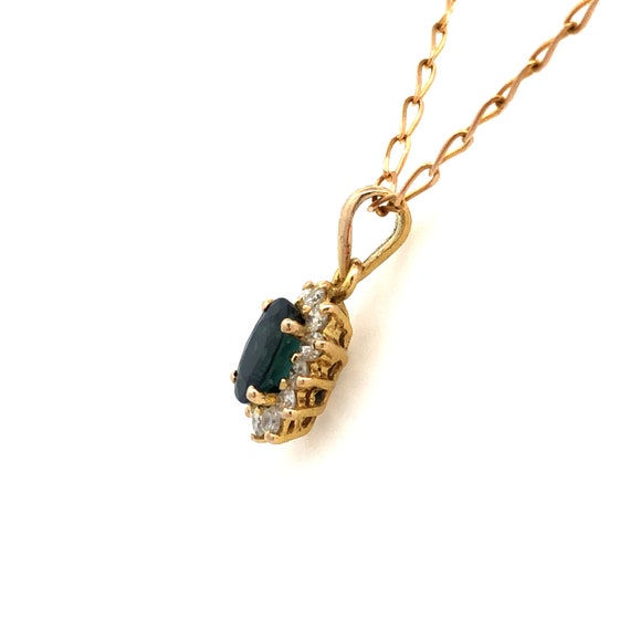 Estate Sapphire Pendant with Diamond Halo - image 3